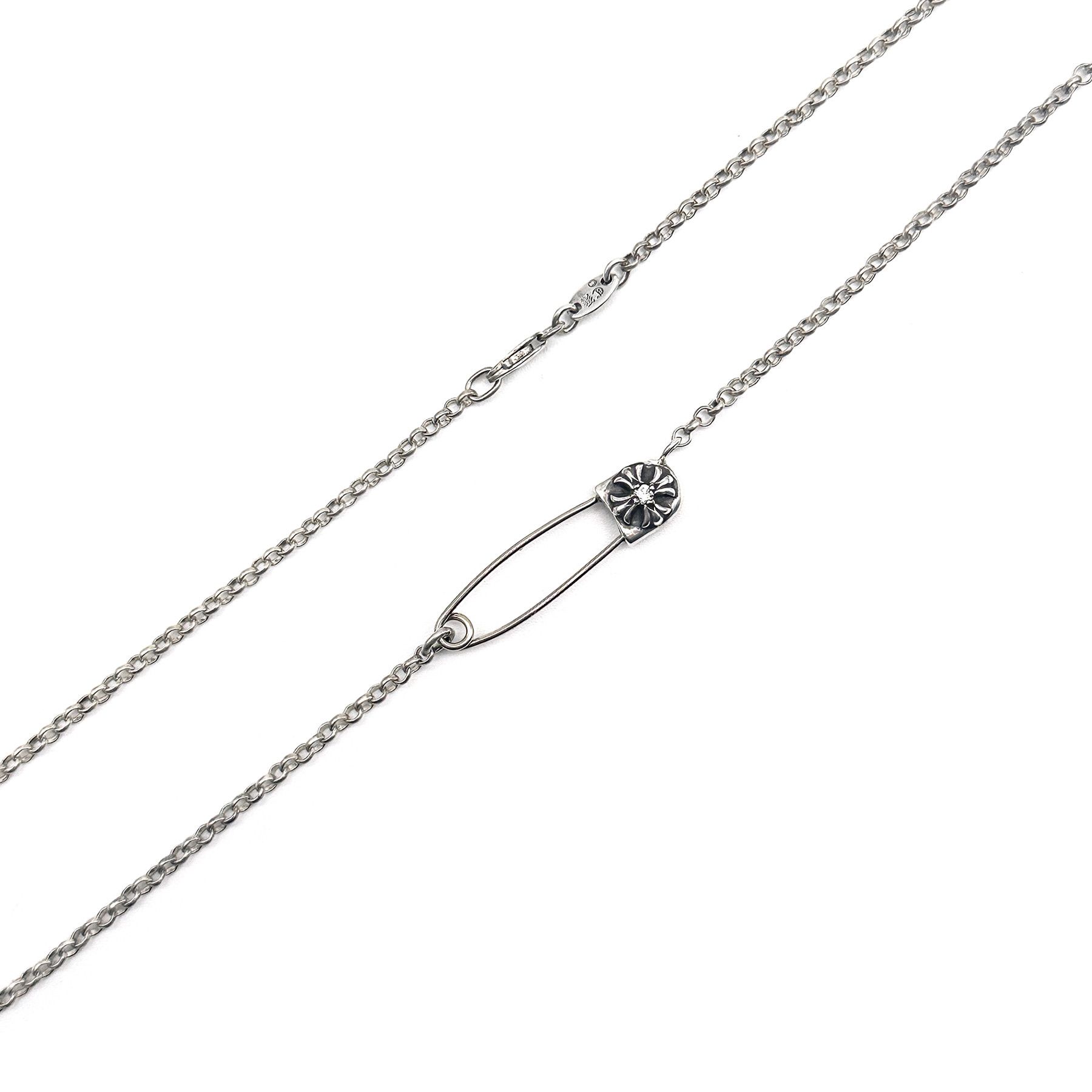 Chrome Hearts Chrome Hearts Safety Pin Single Diamond Roll Chain Necklace Size ONE SIZE - 4 Thumbnail