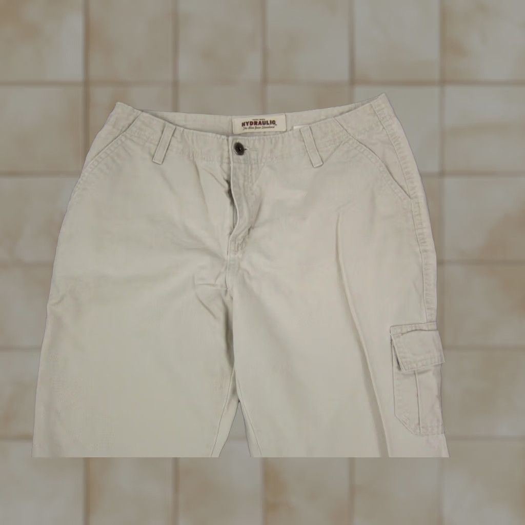 Vintage Vintage Hydraulic Pants Womens 5/6 Beige Cargo Trousers Utility Pocket Wide Leg Size 27" / US 4 / IT 40 - 1 Thumbnail
