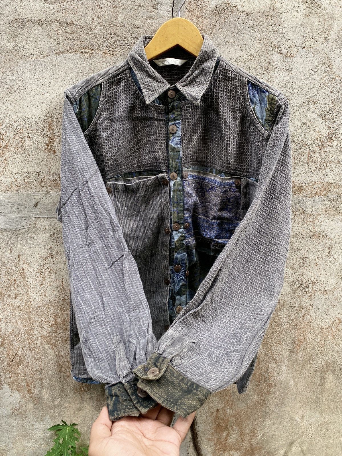 Hysteric Glamour × In The Attic × Japanese Brand Vintage Thermal Button Shirt Faded Patchwork Lgb style Size US M / EU 48-50 / 2 - 1 Thumbnail
