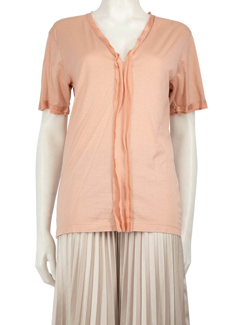 image of Balenciaga Pink V-Neck T-Shirt, Women's (Size Small)