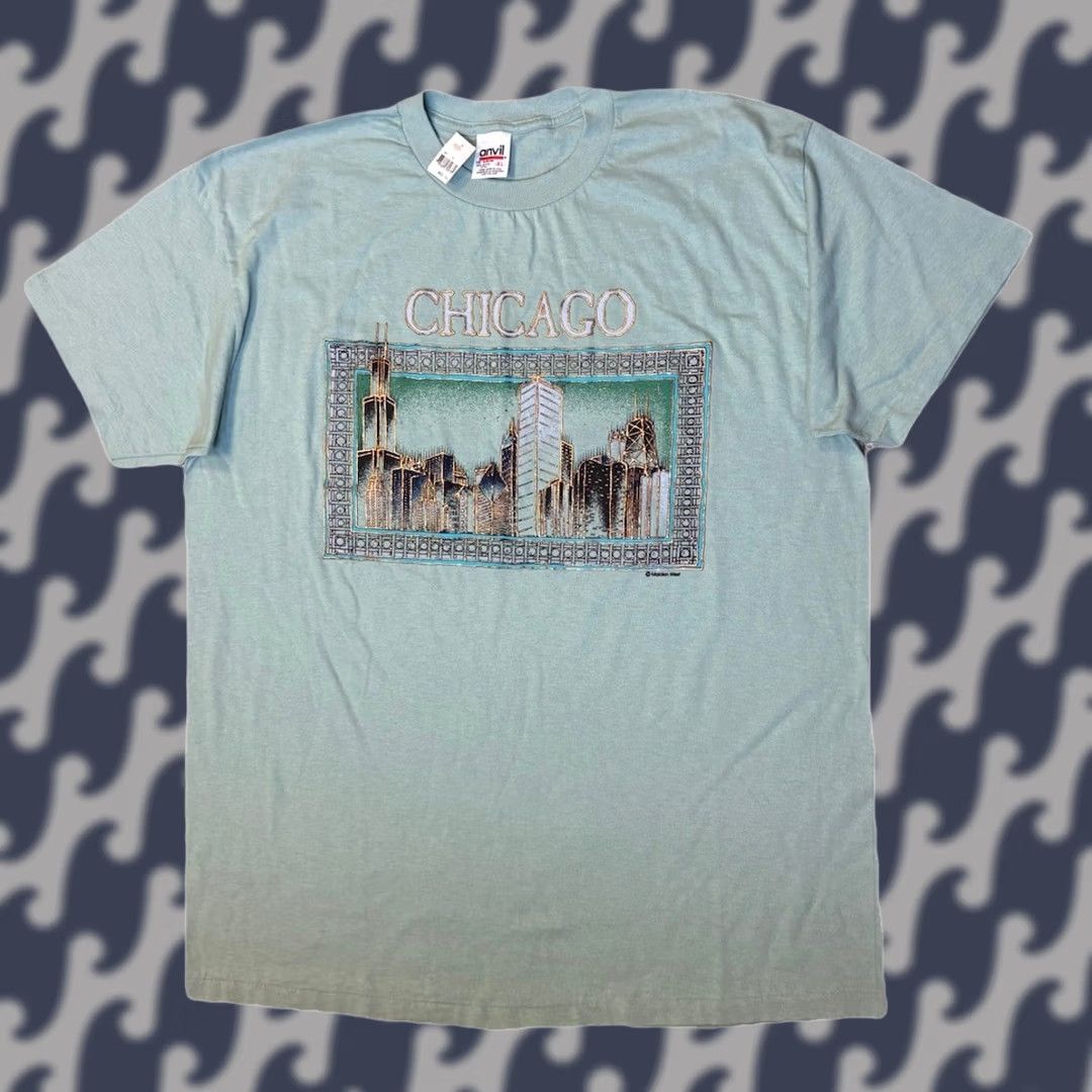 Anvil VTG Maiden West Chicago Skyline Graphic T-Shirt USA Made 100% Cotton Sz XL Unisex Adults Crew Neck Short Sleeve Graphic Print NWT/New with Tags Size US XL / EU 56 / 4 - 1 Thumbnail