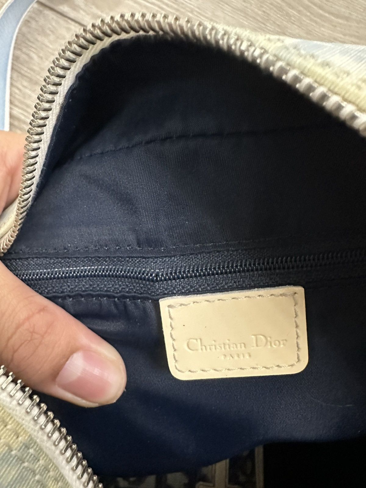 Christian Dior Monogram Blue Shoulder Bag Vintage
