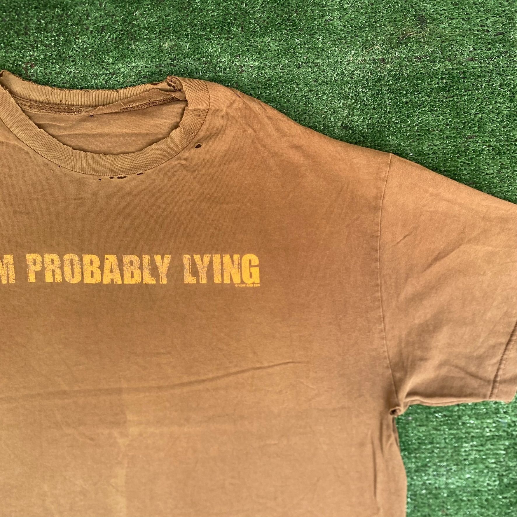 Alstyle Vintage Y2K Funny Quote Shirt Brown Punk Lying Humor Tee Size US XL / EU 56 / 4 - 2 Thumbnail