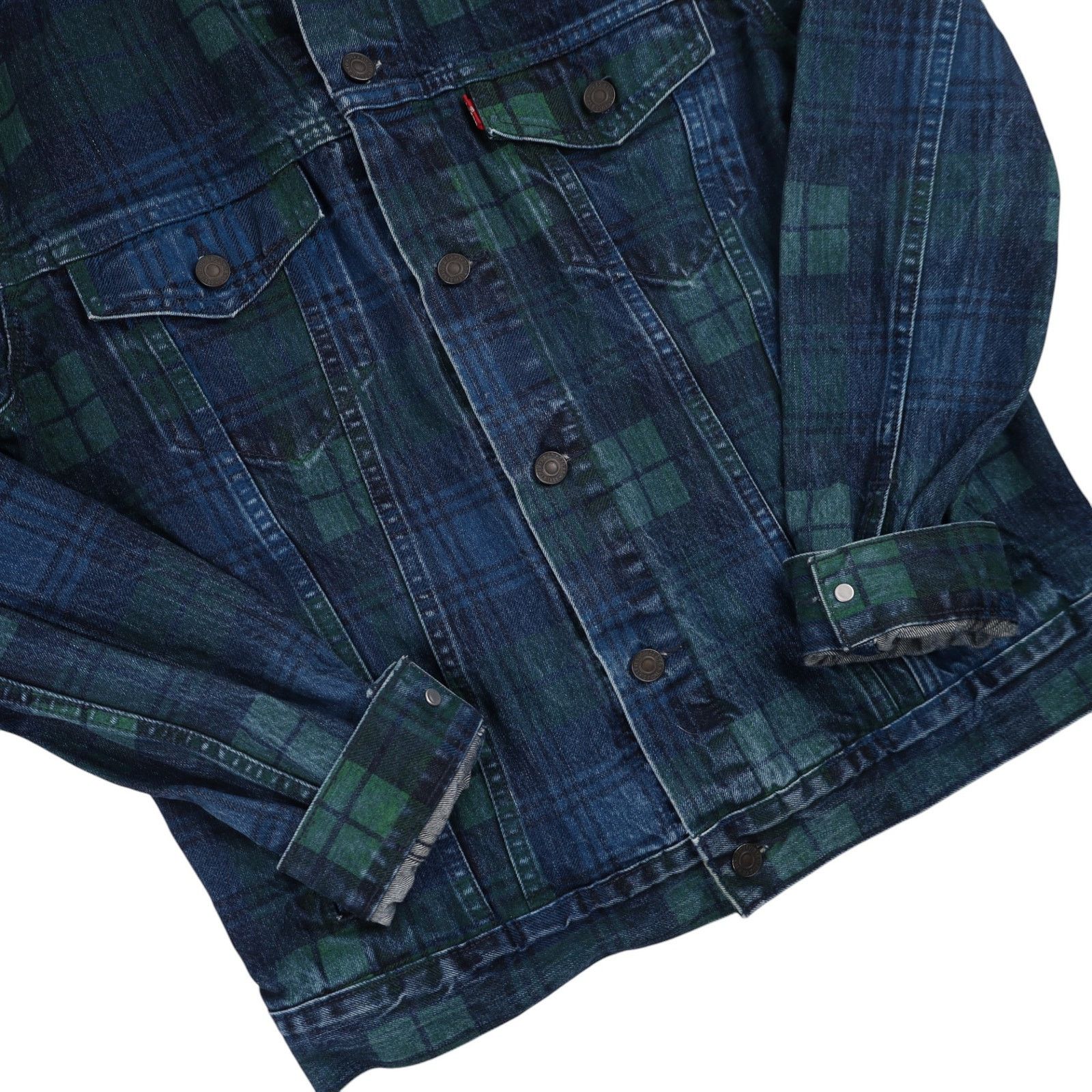 Levi's SAMPLE Levis Painted Plaid Denim Jacket Size US M / EU 48-50 / 2 - 3 Thumbnail