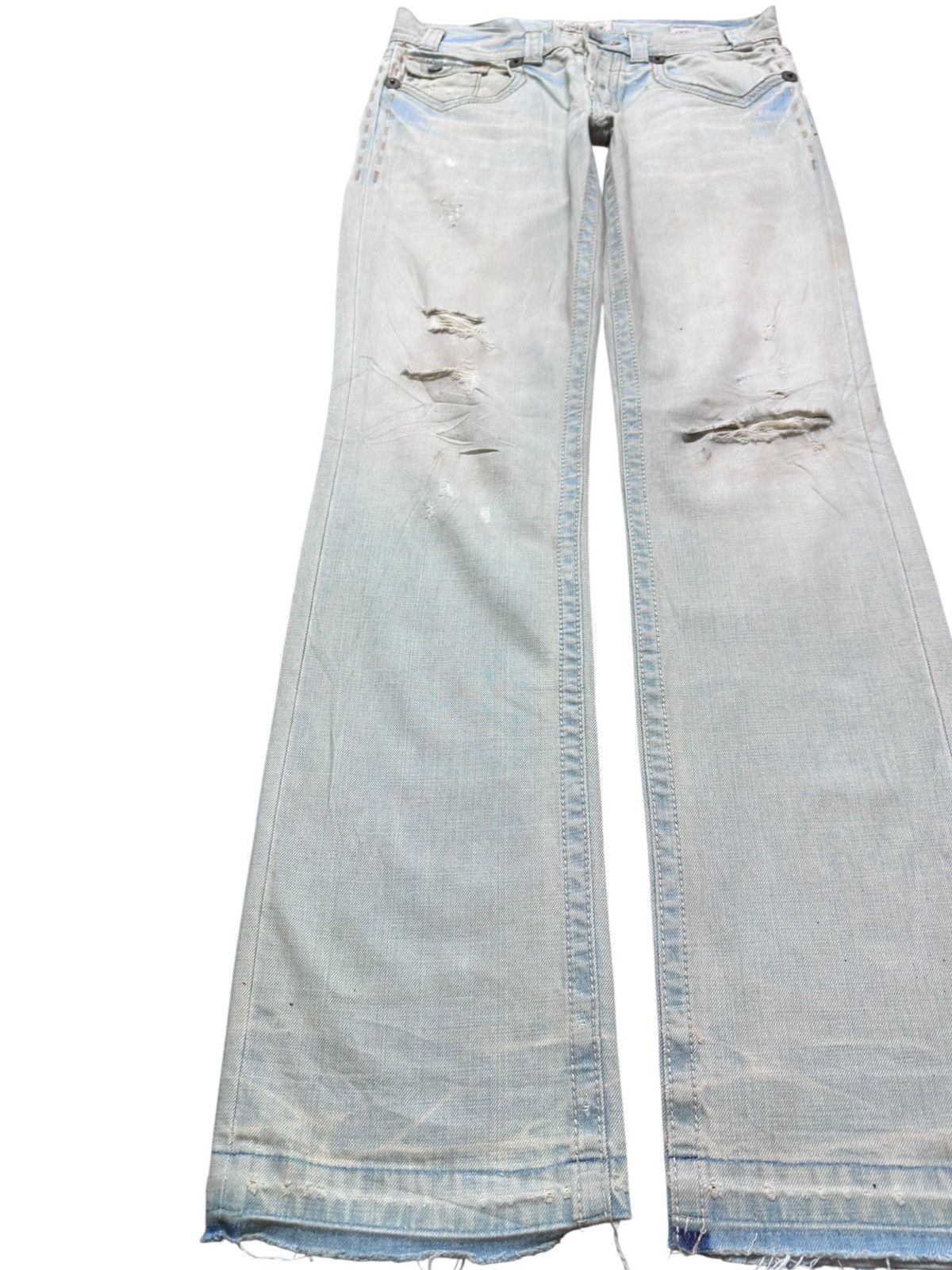 Mek Denim Vintage MekDenim Faded Mudwash Distressed Denim Size US 33 - 3 Thumbnail