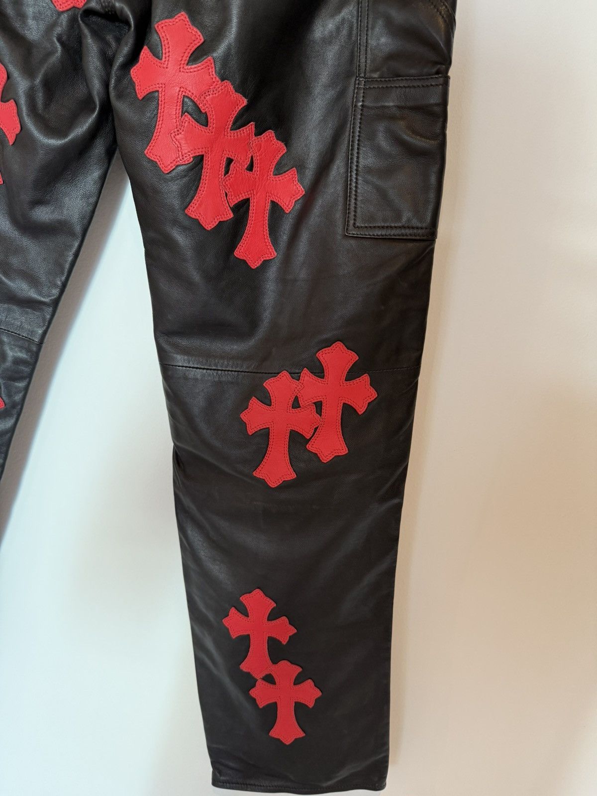 Chrome Hearts Chrome Hearts Leather Flooded Pants (1of1) 🔥👹🔥 Size US 26 / EU 42 - 10 Thumbnail