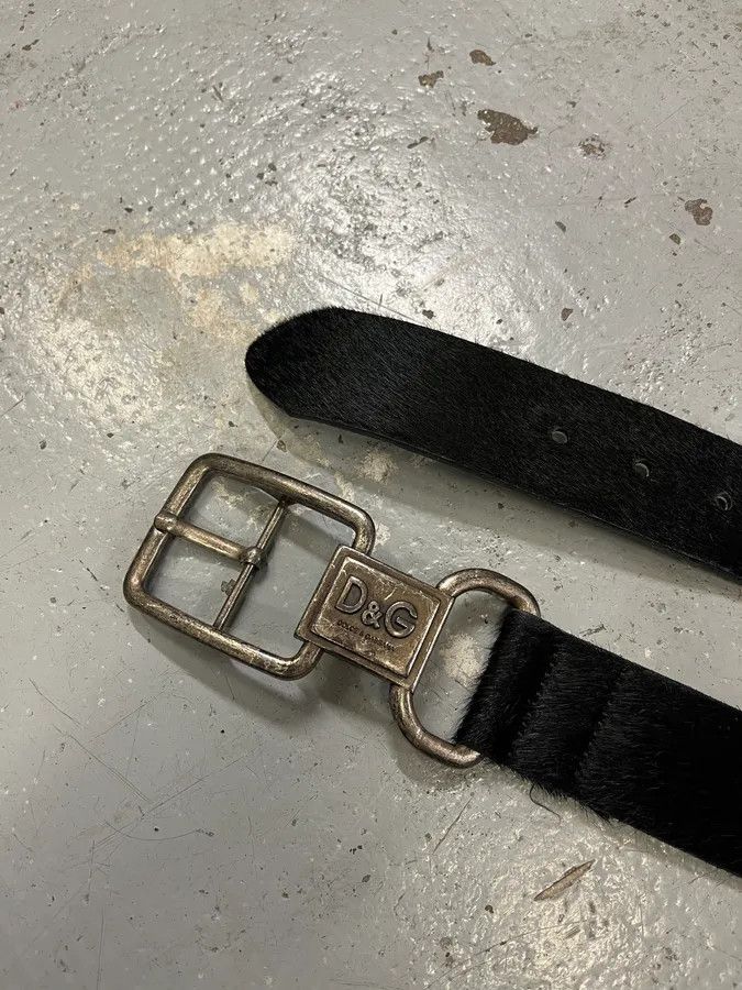 Dolce & Gabbana 2000s Dolce & Gabbana Pony Hair Black Leather Belt Size ONE SIZE - 5 Thumbnail