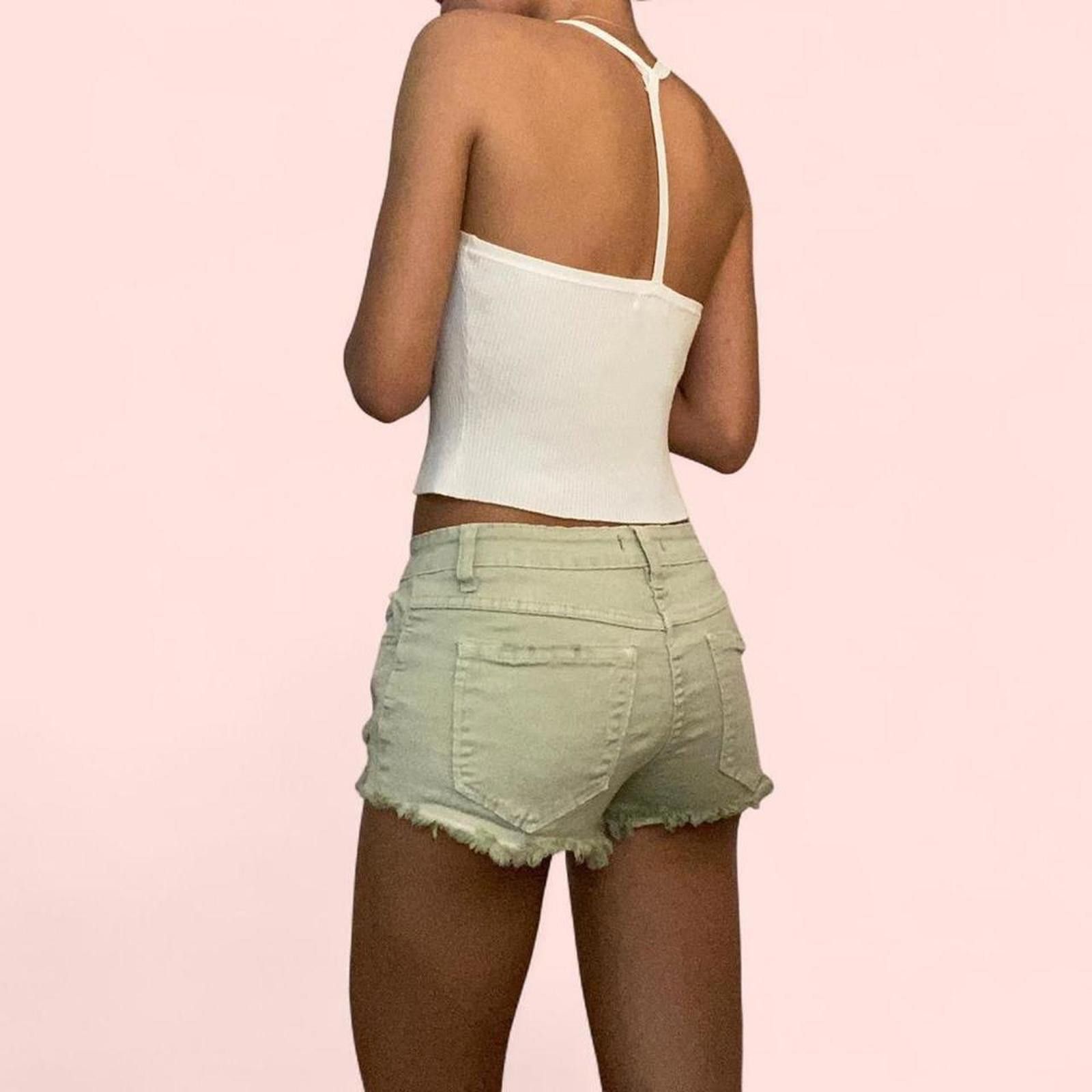 Other Khaki green distressed denim shorts with frayed hem Size 26" / US 2 / IT 38 - 6 Thumbnail