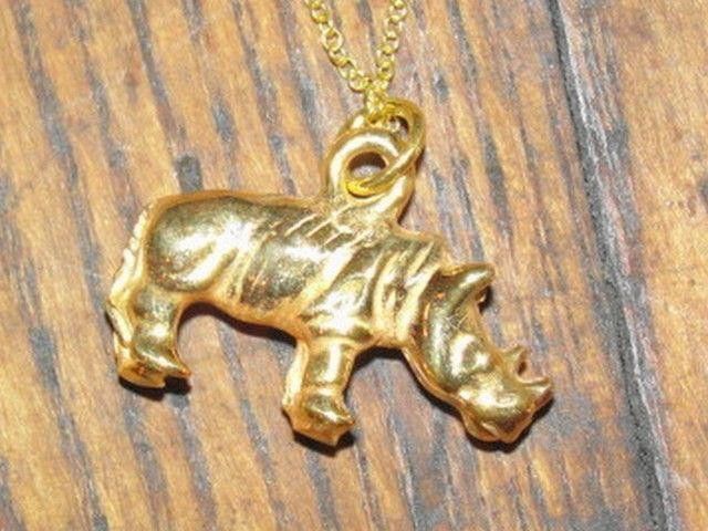 Designer 18 kt Gold Vermeil over Sterling Silver Rhino Charm Necklace Size ONE SIZE - 5 Thumbnail