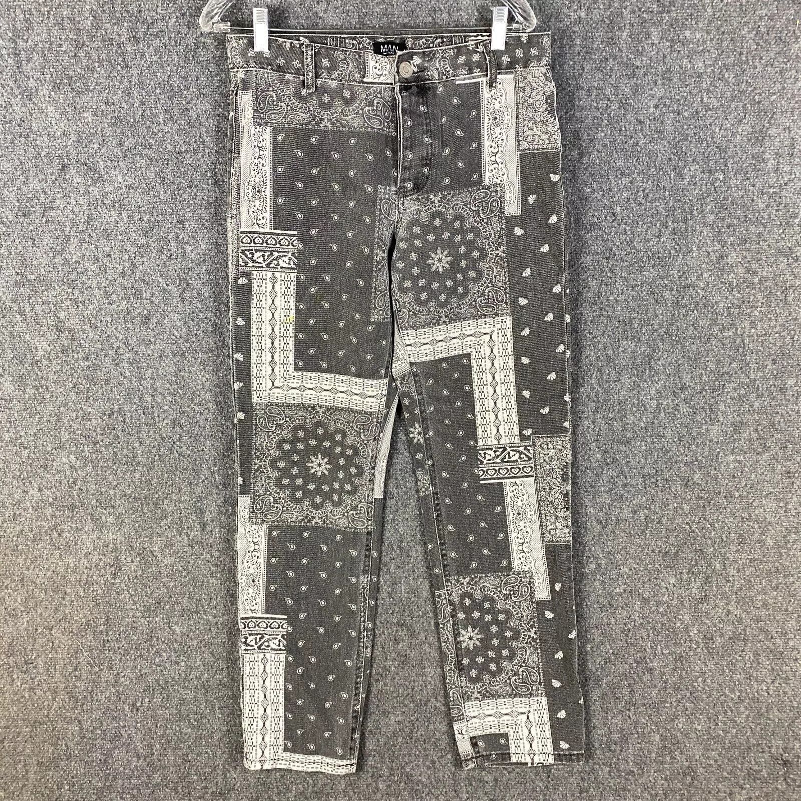 Boohoo Boohoo Man Jeans Men's 30 S Floral Gray Denim Button Fly Size US 30 / EU 46 - 1 Thumbnail