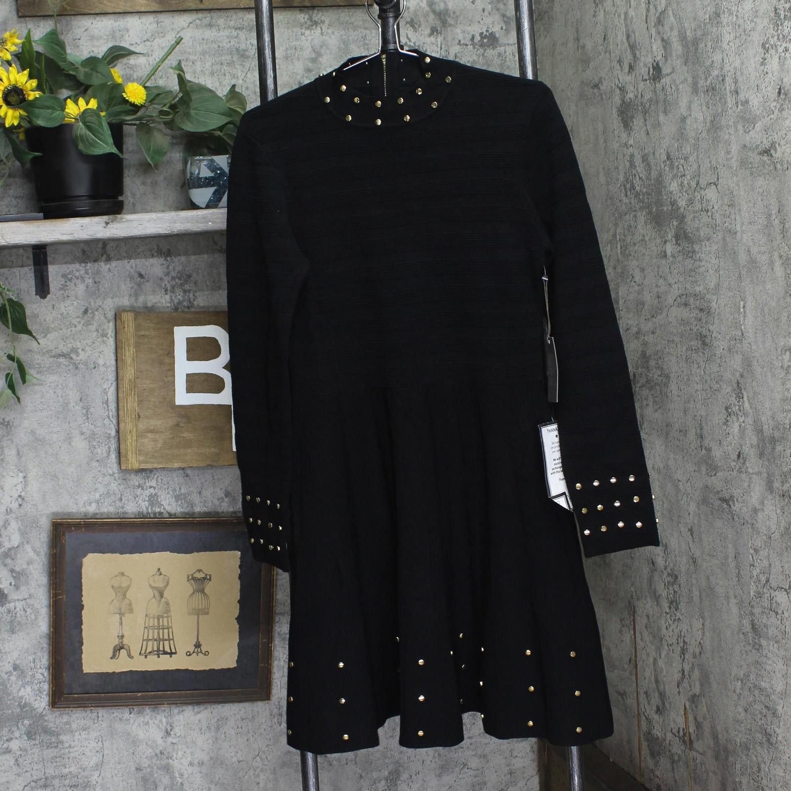 Nwt Vince Camuto Womens Mock Neck Dress Vc3m4638 Black L