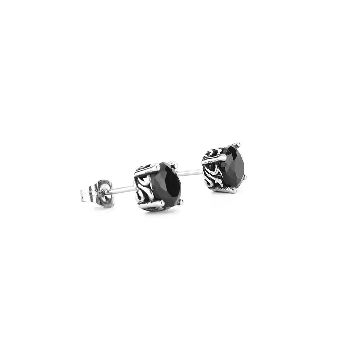 Jewelry Flower Black Stud Earrings Charm Stainless Earring Gift Size ONE SIZE - 6 Thumbnail