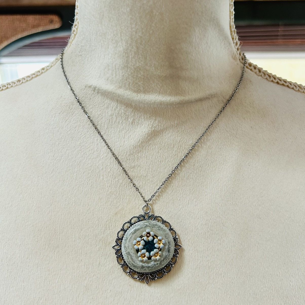 Handmade Handcrafted repurpose shadow box gem pendant necklace Size ONE SIZE - 2 Thumbnail