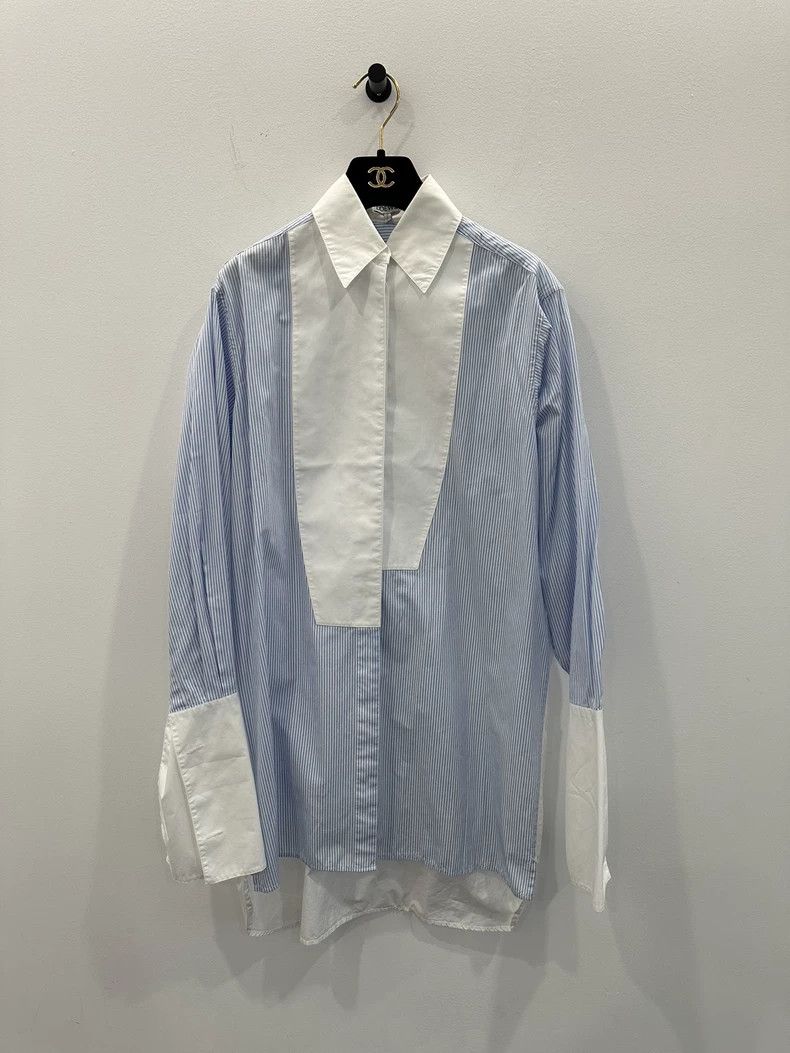 Loewe LOEWE Women's striped shirt in white and blue patchwork, s Size 4XL / US 24-26 - 1 Thumbnail