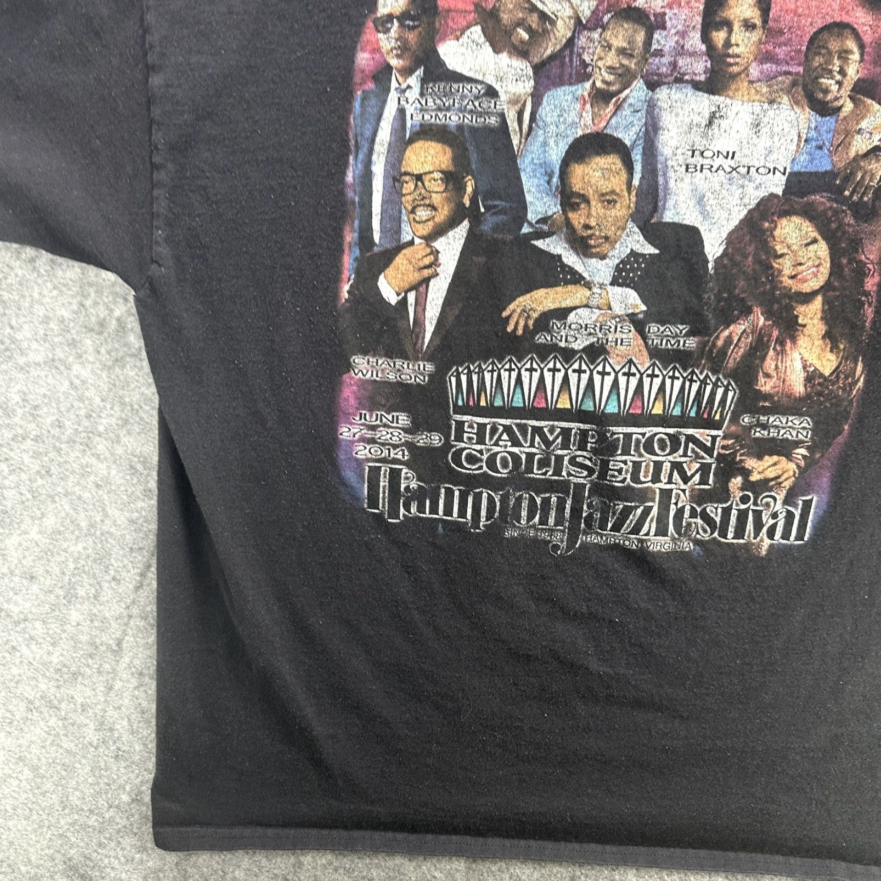 Hanes VINTAGE Hampton Jazz Festival 2014 T-Shirt Mens XL Black Concert Tee Graphic Print Music Festival 90s 2010s Size US XL / EU 56 / 4 - 4 Thumbnail