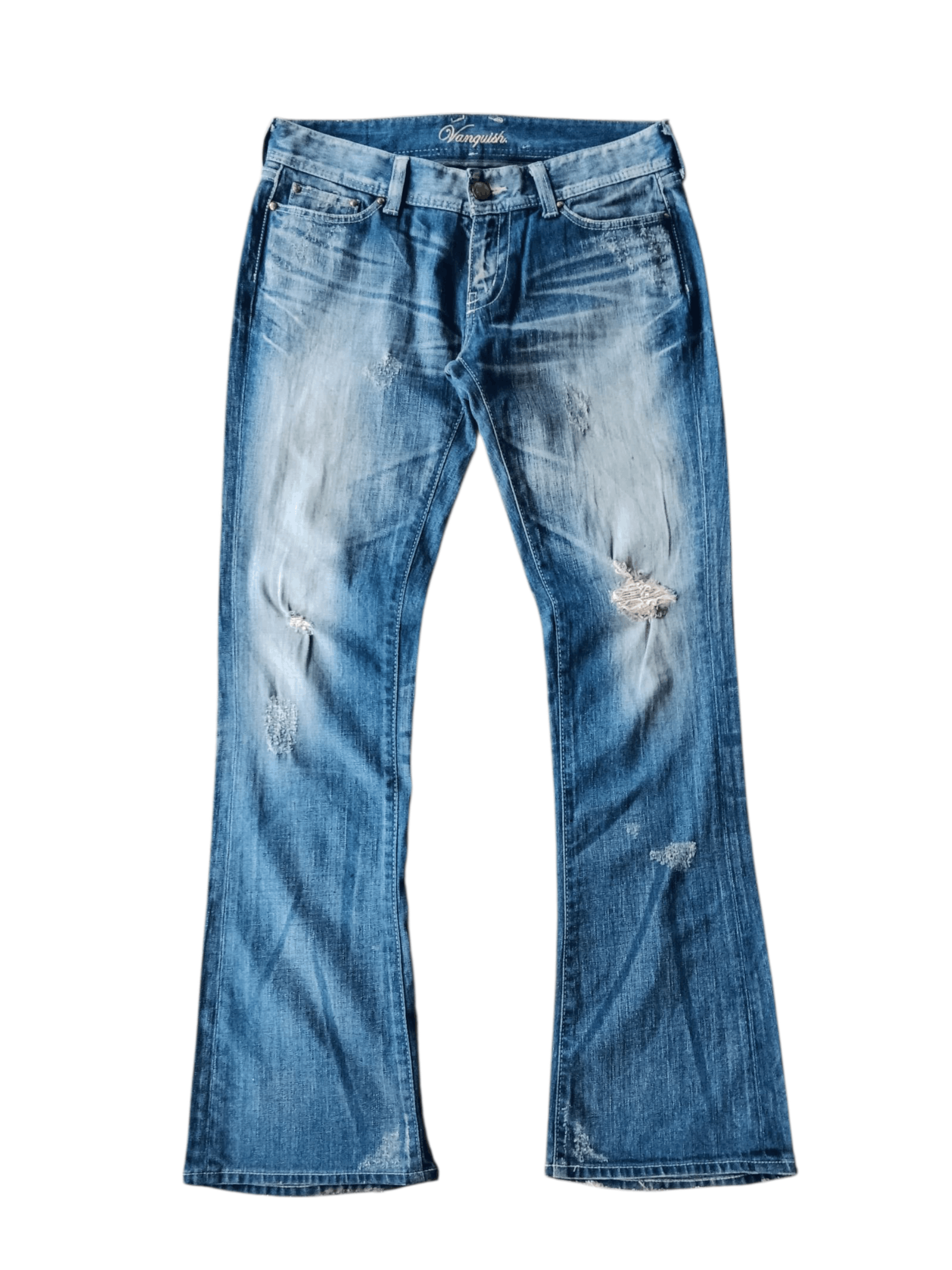 Vanquish Vanquish gold flared ripped jeans Size US 33 - 3 Thumbnail