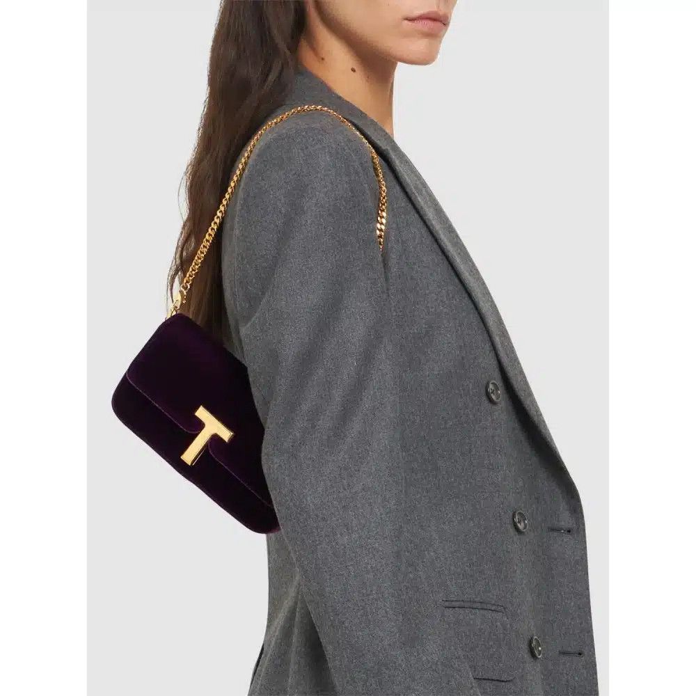Tom Ford o1loc1c0825 L1835 Size: OS / Velvet Clutch Bag in Purple Size ONE SIZE - 2 Thumbnail