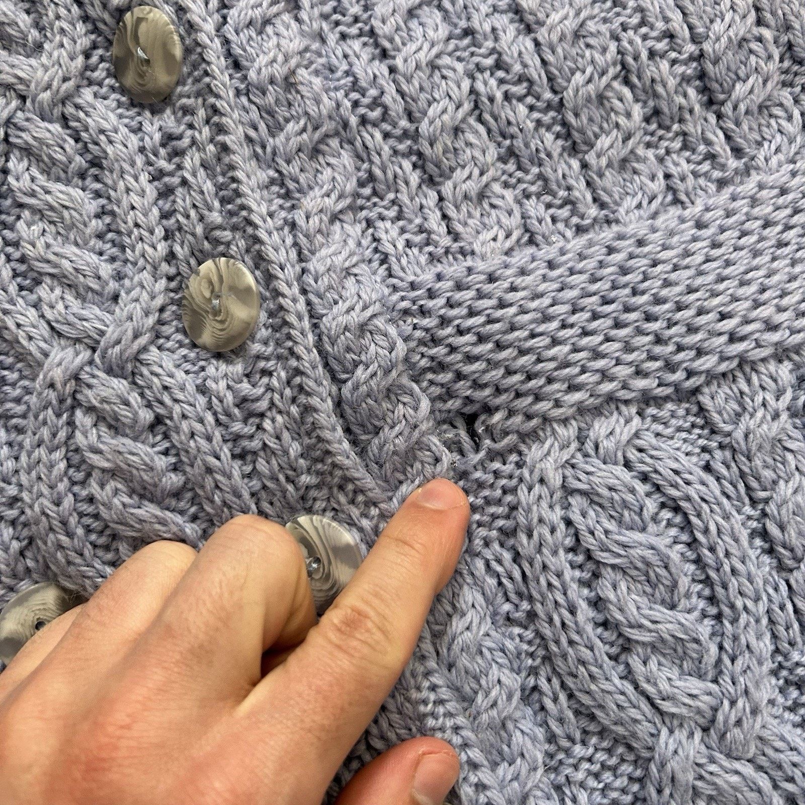 Aran Crafts Merino Wool Cable Knit Double Breasted Long Cardigan Sweater Size L / US 10 / IT 46 - 5 Thumbnail
