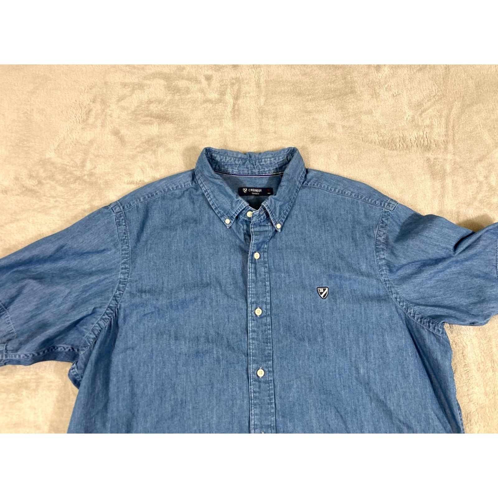 Cremieux Cremieux Classics Denim Button Down Shirt Mens XL Blue Cotton Short Sleeve Western Leveraging Button-Up Style Size US XL / EU 56 / 4 - 2 Thumbnail