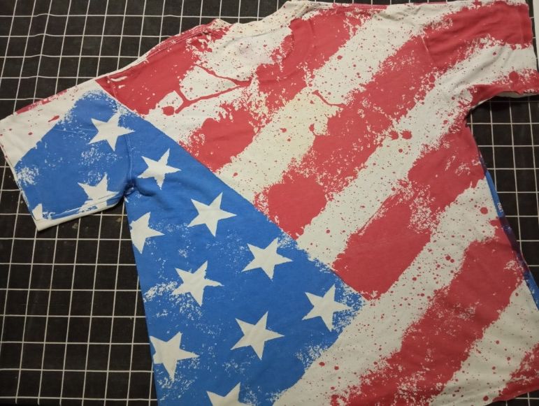 Vintage VTG America Flag Art Painting 🇺🇸 Tshirt 80s 90s USA Size US XL / EU 56 / 4 - 4 Thumbnail