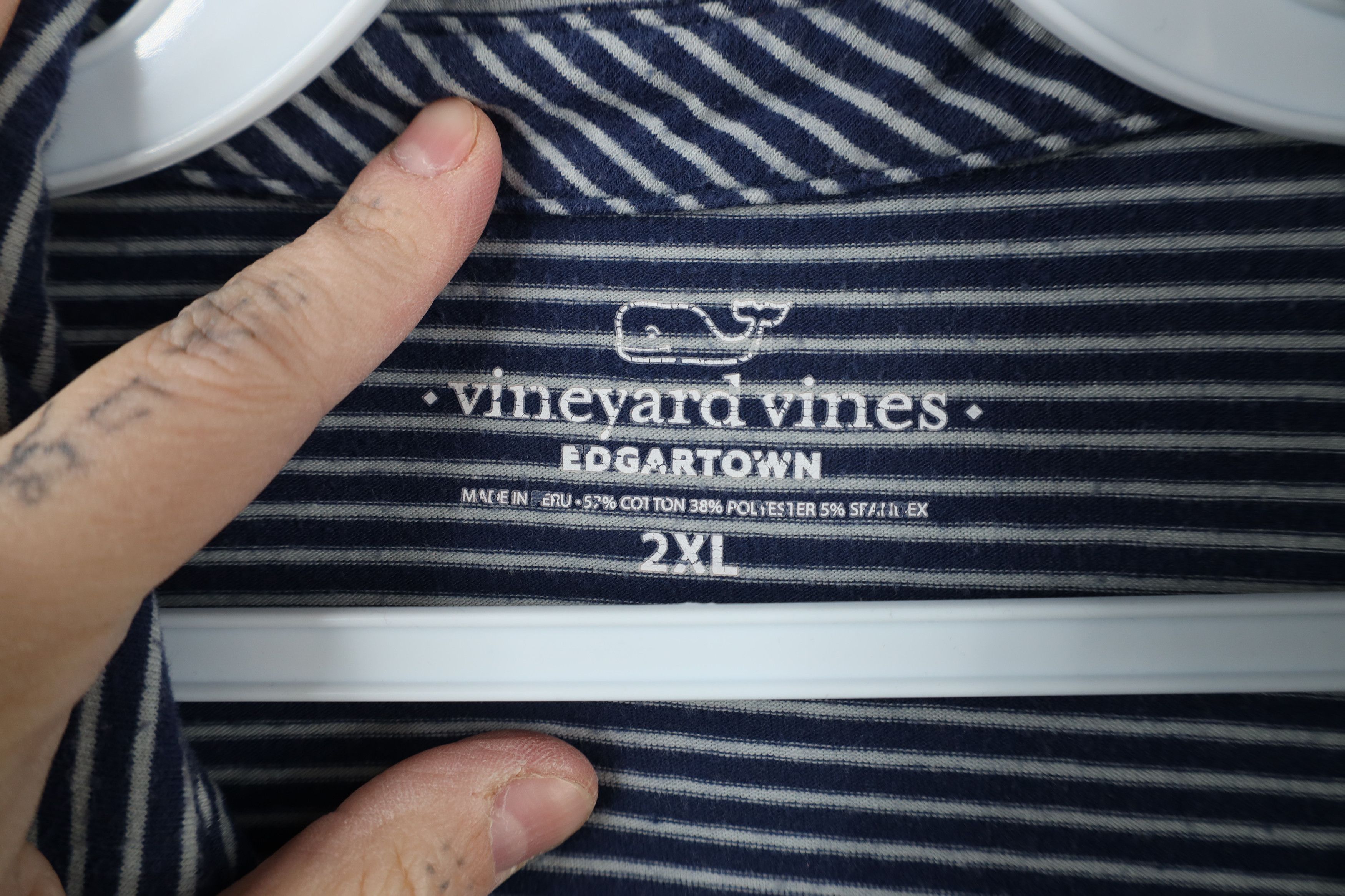 Vineyard Vines × Vintage Vineyard Vines Edgartown Logo Jersey Knit Striped Polo Shirt Size US XXL / EU 58 / 5 - 7 Thumbnail