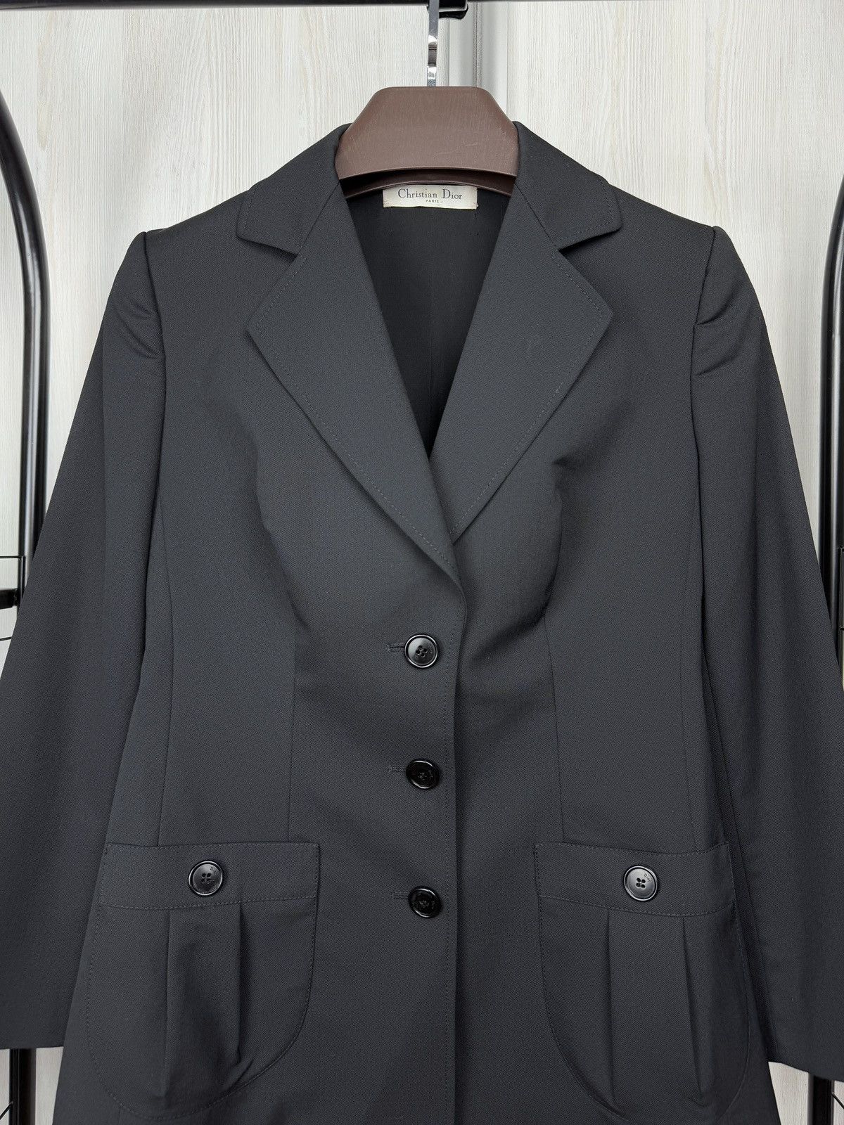 Christian Dior Monsieur Christian Dior Paris Blazer Womens Black Wool Blend Buttoned Size M / US 6-8 / IT 42-44 - 3 Thumbnail