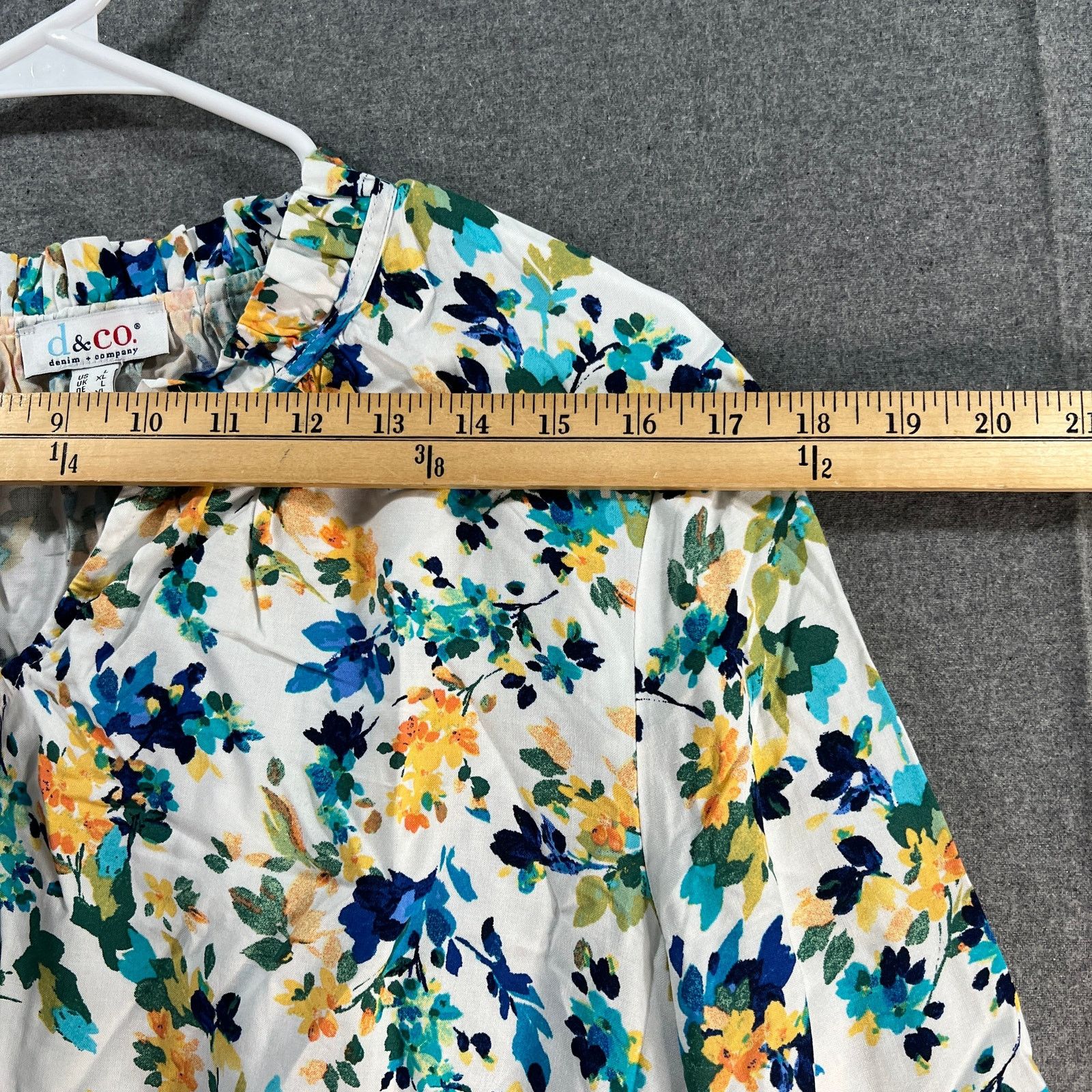 Denim & Co. Denim & Co. Printed Smocked Cuff Woven Blouse White, Large Size L / US 10 / IT 46 - 6 Thumbnail