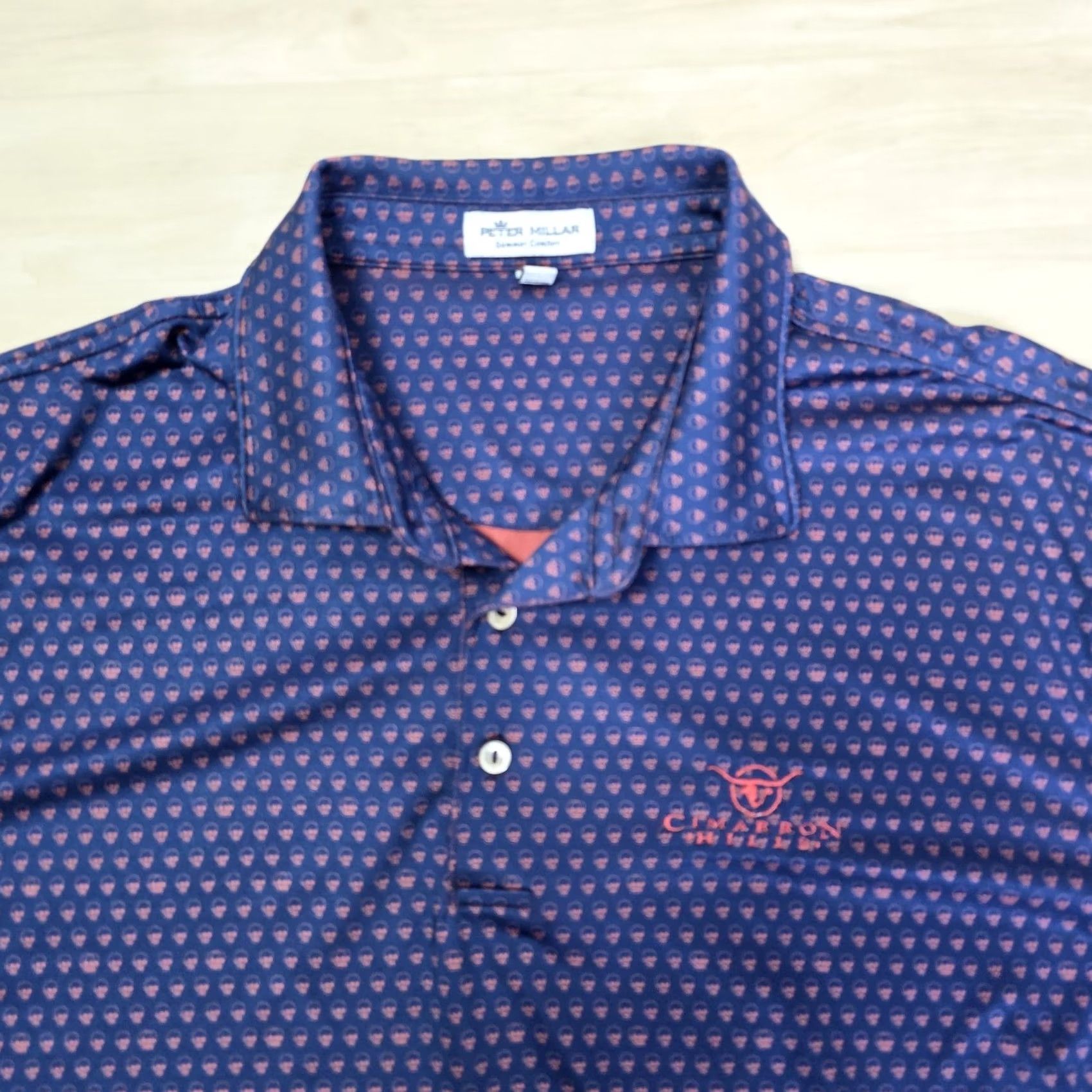 Peter Millar Peter Millar Cimarron Hills Golf Summer Comfort Polo Shirt Skull Print Large Blue Geometric Outdoor Short Sleeve Mens Polo Shirt Size US L / EU 52-54 / 3 - 2 Thumbnail