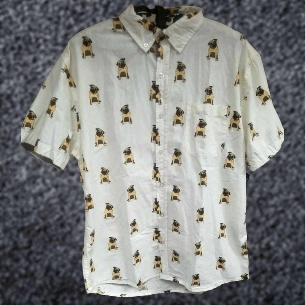 Vintage Creative Destruction Mens Button Down Dog Print Short Sleeve Shirt Medium NWT Size US M / EU 48-50 / 2 - 1 Thumbnail