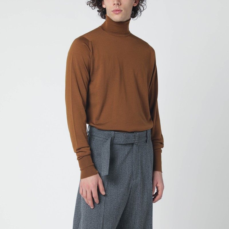 John Smedley John Smedley Brown Wool Turtleneck Sweater Size US XL / EU 56 / 4 - 1 Thumbnail