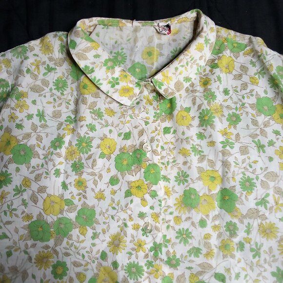Vintage Vintage 70s Permanent Press Floral Button Shirt Size L / US 10 / IT 46 - 1 Thumbnail