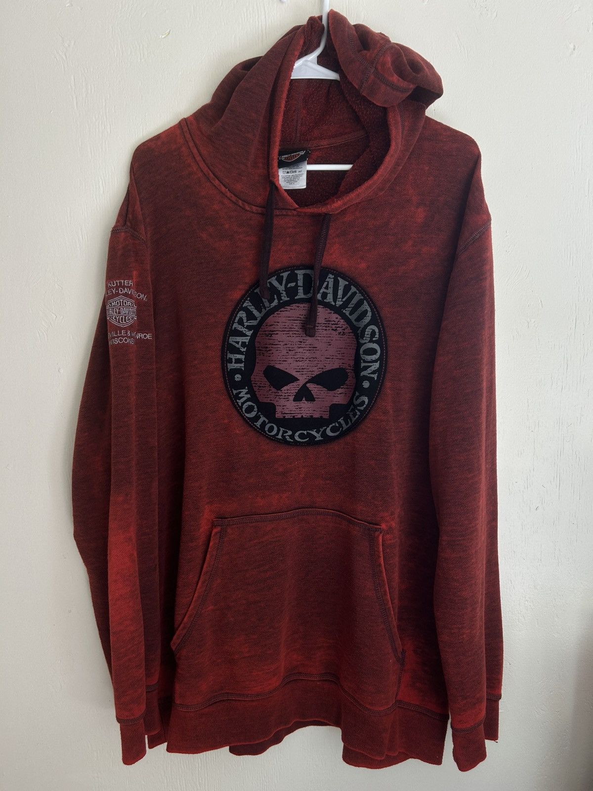 Harley Davidson Harley Davidson Skull Patch Faded Red Hoodie Size US XL / EU 56 / 4 - 1 Thumbnail