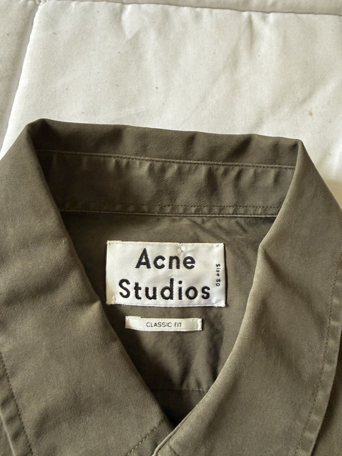 Acne Studios Acne Studio Face Logo Men's Olive Green Button-Down Shirt Size US M / EU 48-50 / 2 - 6 Thumbnail