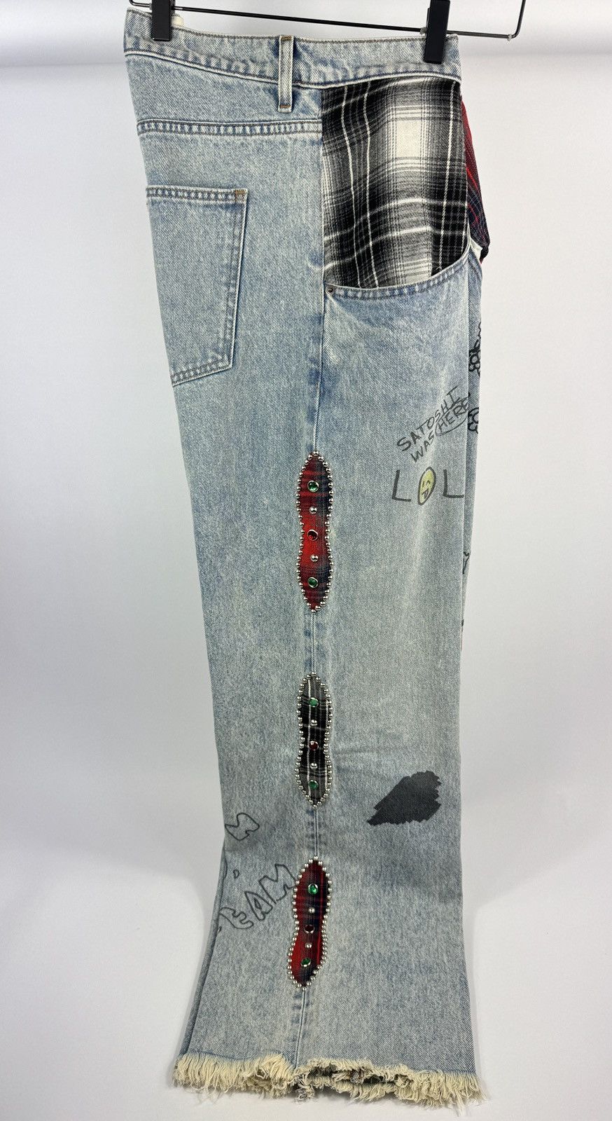 Satoshi Nakamoto Nessa Wide-Leg Printed Embellished Jeans Size US 30 / EU 46 - 5 Thumbnail
