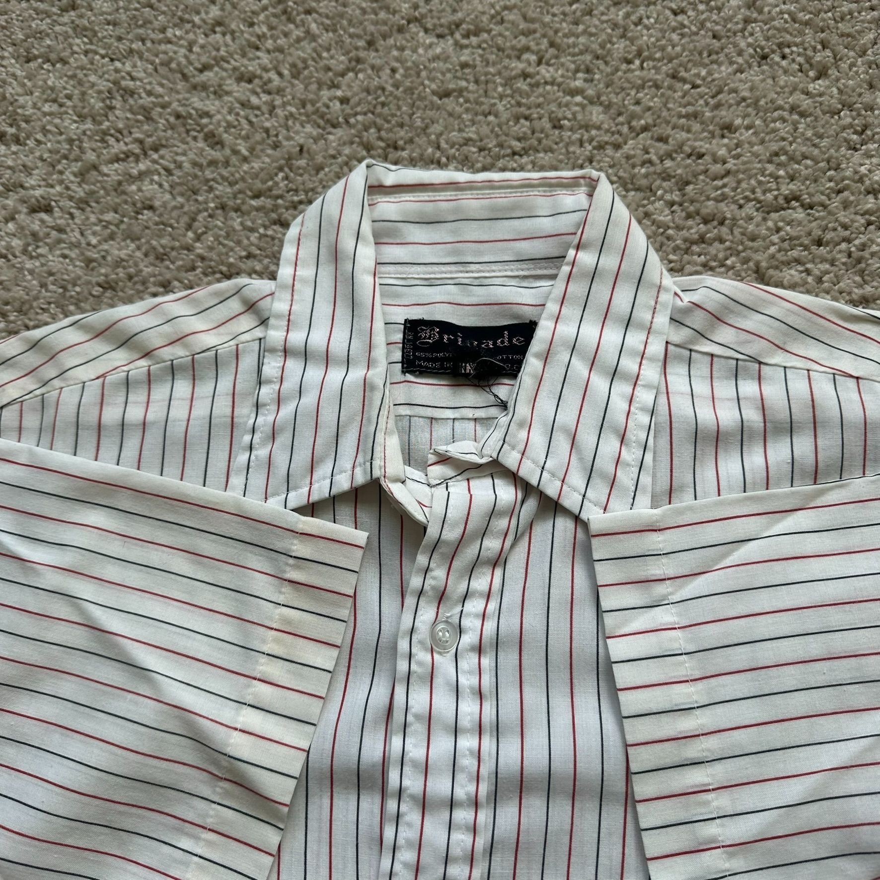 Brigade Vintage 80s Pinstripe Button Down Shirt Short Sleeve Grandpa Size US S / EU 44-46 / 1 - 4 Thumbnail