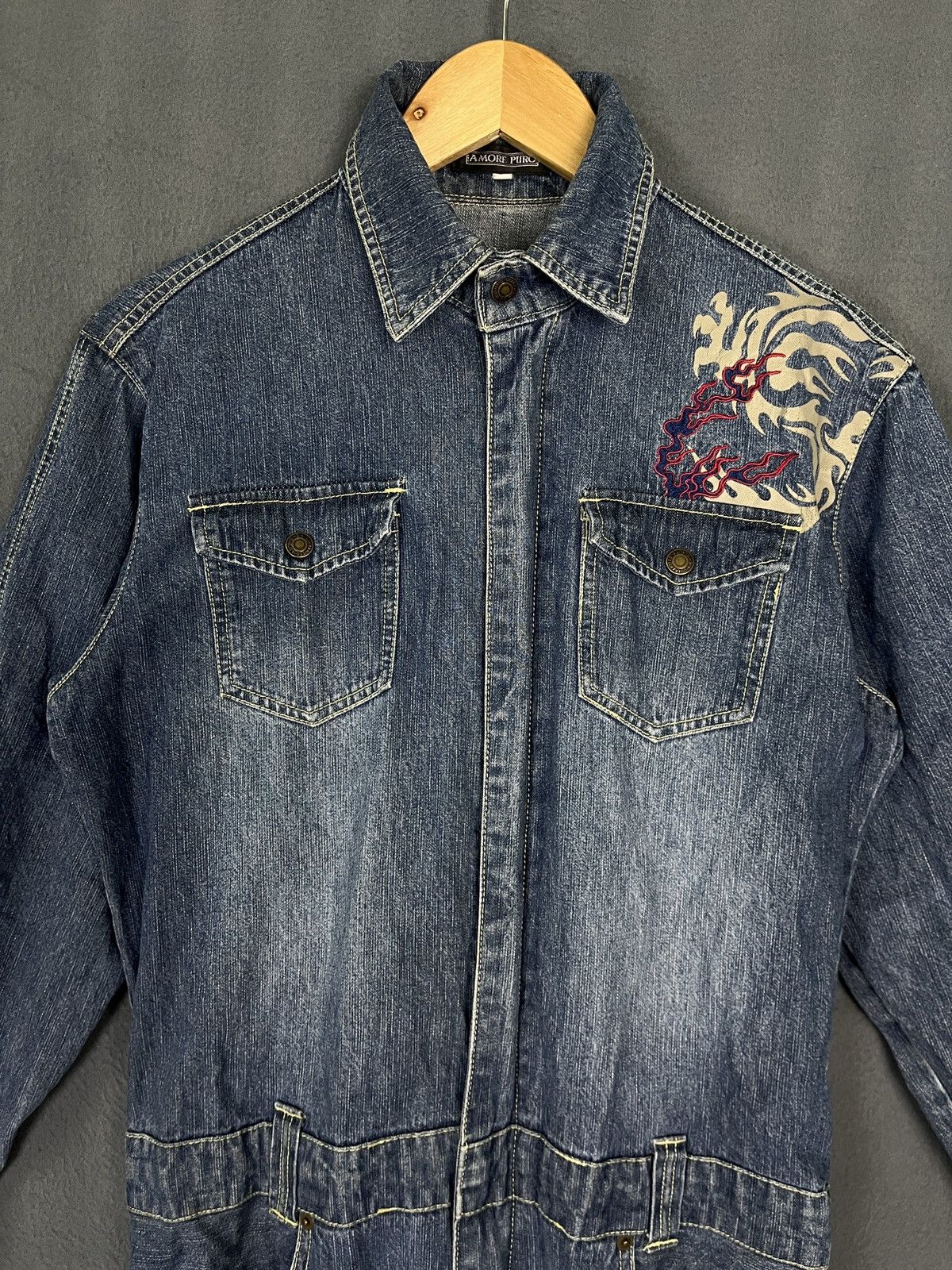 Japanese Brand Amore Puro Dragon Backhit Denim Cargo Coverall Size US S / EU 44-46 / 1 - 3 Thumbnail