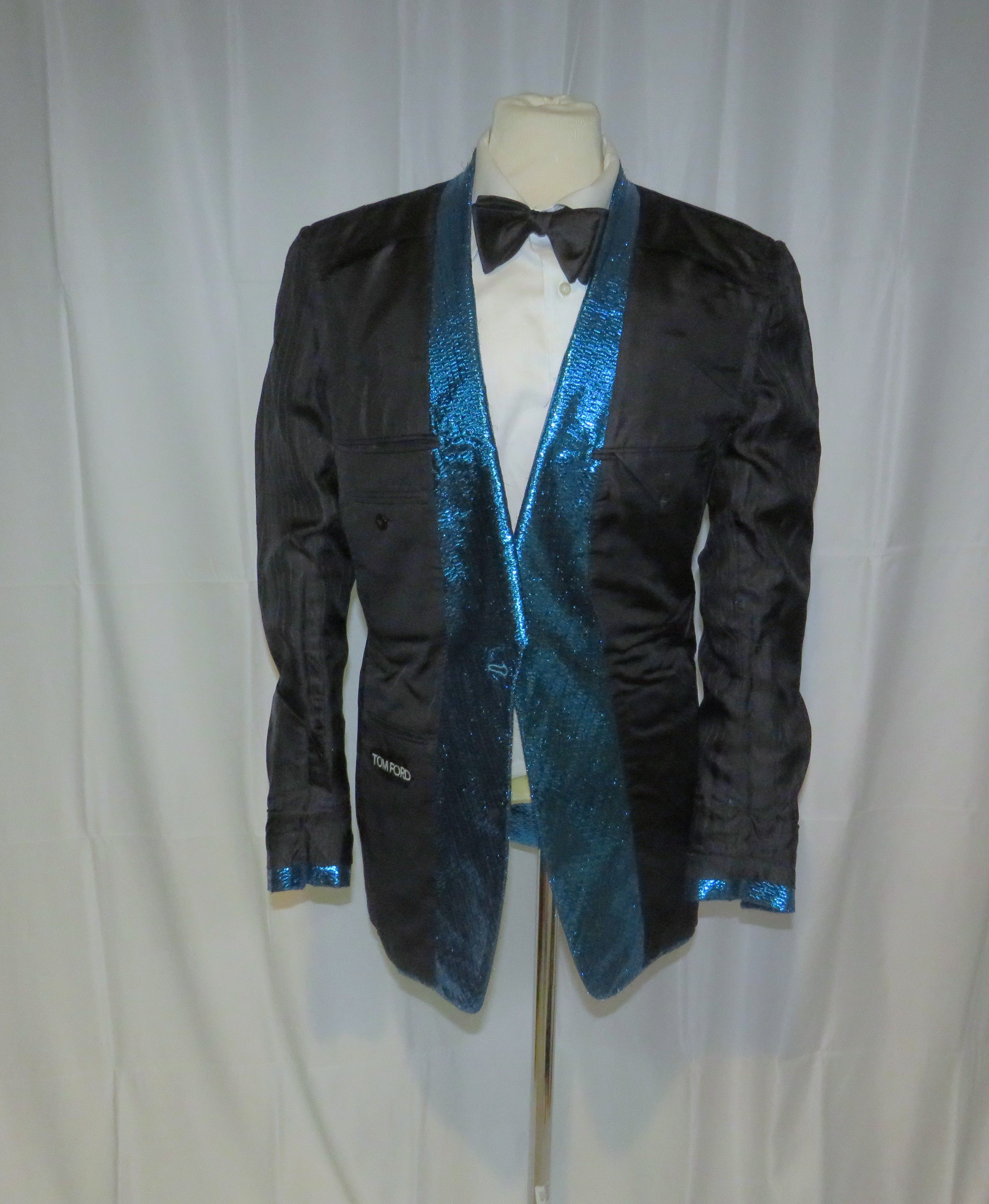 Tom Ford Base V Turquoise Sequined One Button Dinner Jacket 36R NWT Size 36R - 12 Thumbnail