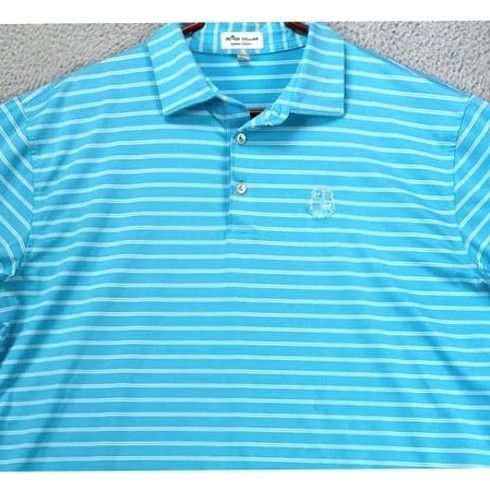 Peter Millar Peter Millar Summer Comfort Polo Shirt XL Blue Pinstripes Golf Logo Rugby Mens Short Sleeve Athletic Golfing Polo Size US XL / EU 56 / 4 - 2 Thumbnail