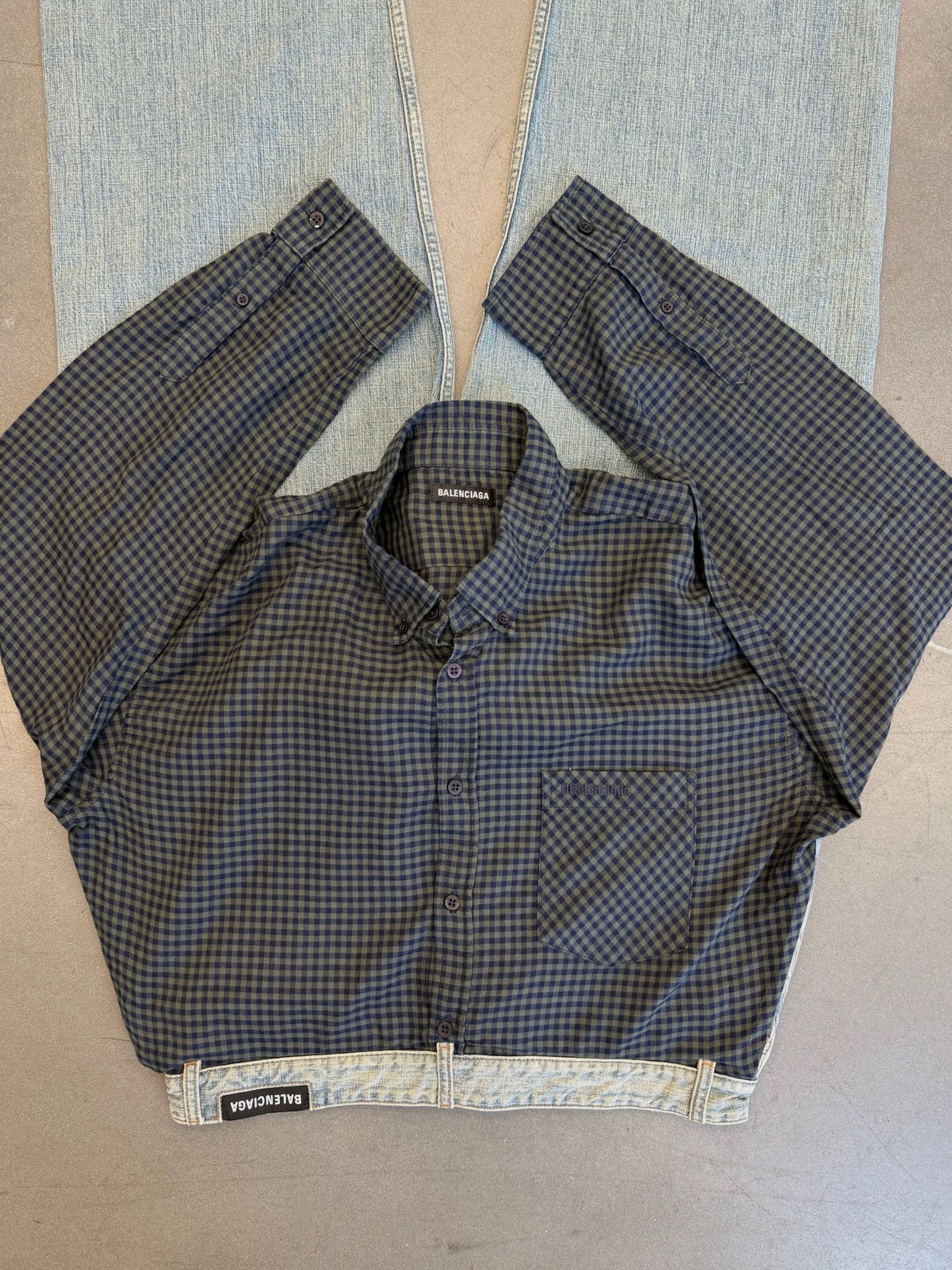 Balenciaga SS21 Balenciaga Hybrid Flannel Shirt Denim Jeans Size US 36 / EU 52 - 8 Thumbnail