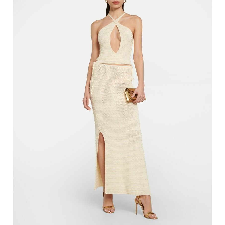 Aya Muse Veluti Embellished Crochet Maxi Dress 2 piece XS