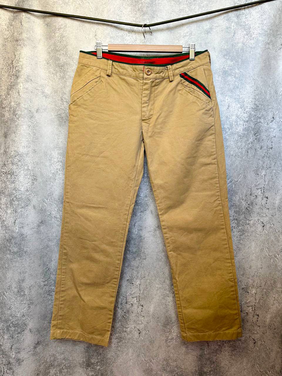 Japanese Brand Kosmo Lupo Beige Chino Pants Stripe Detail Cult Wear Size US 32 / EU 48 - 1 Thumbnail