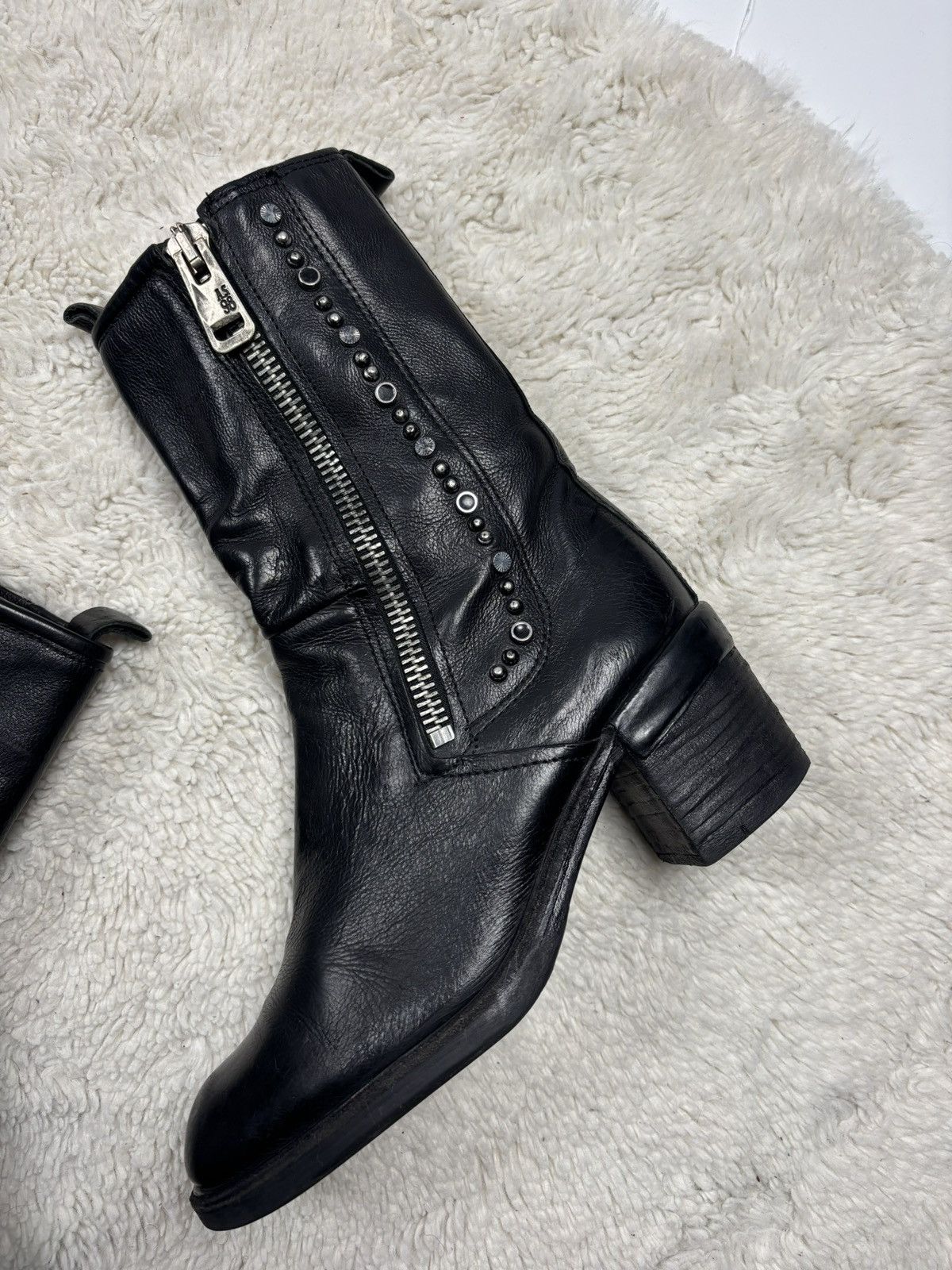 A.S.98 A.S.98 Jamal Black Leather Moto Ankle Women’s Boots Size US 8 / IT 38 - 3 Thumbnail