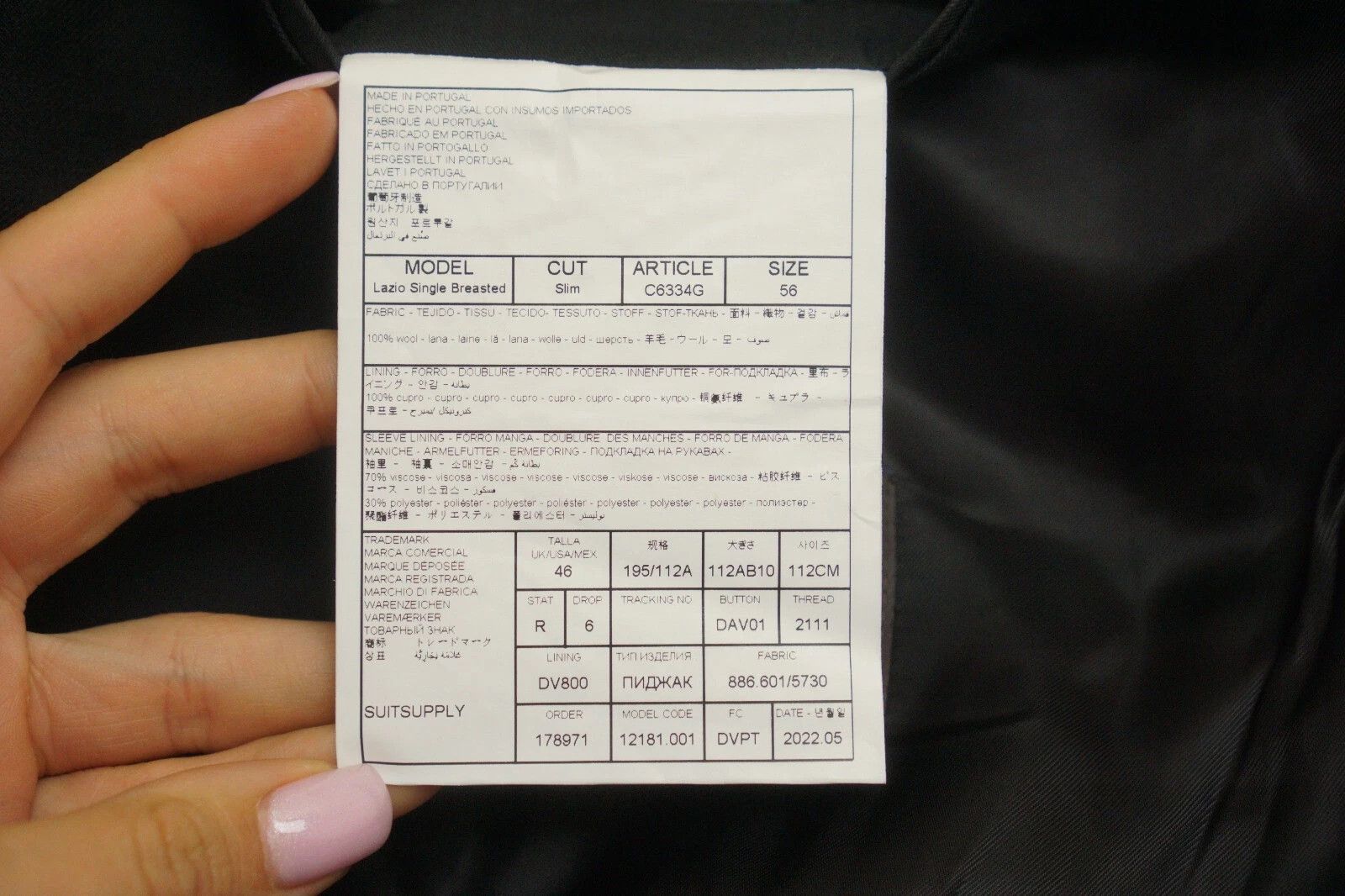 Suitsupply Men Suitsupply Suit Lazio Single Breasted Black Wool UK/US46 Size 46R - 6 Thumbnail