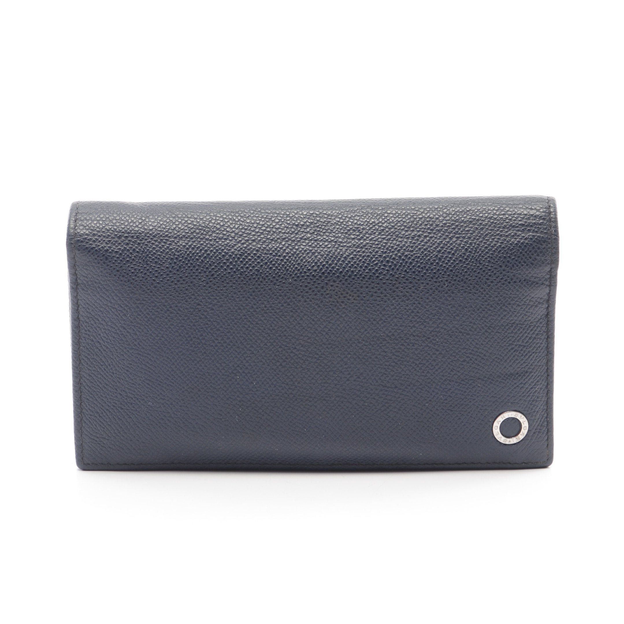 Bvlgari Bvlgari Man Bi-Fold Long Wallet Leather Dark Navy