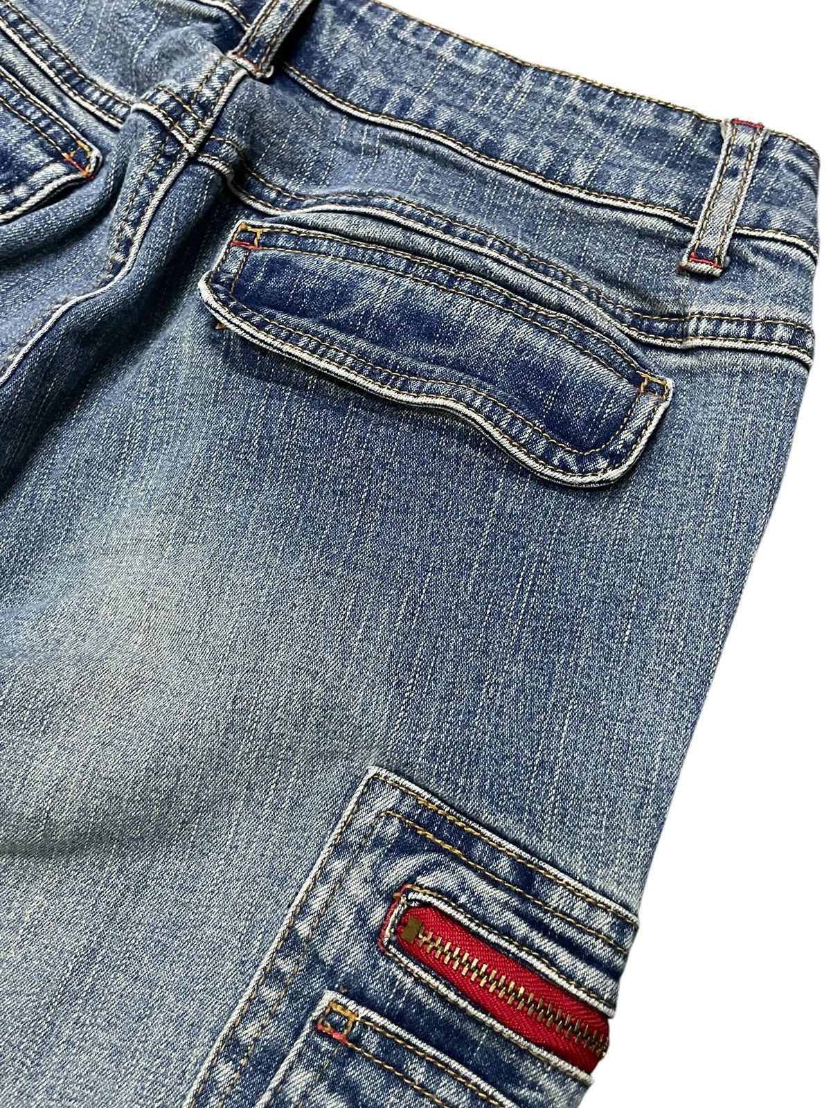 Japanese Brand × Le Grande Bleu (L.G.B.) × Tornado Mart Strech Cargo Flare Multi Pocket Jeans Size US 27 - 16 Thumbnail