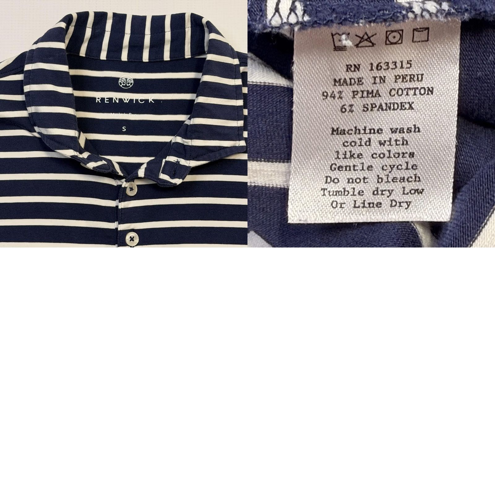 Vintage Renwick Polo Shirt Womens Small Blue White Stripe 3/4 Sleeve Pima Cotton Top Size S / US 4 / IT 40 - 8 Thumbnail