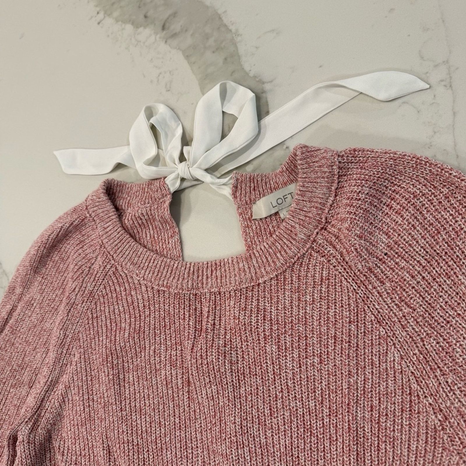 Loft Loft Knit Sweater Keyhole Tie-Back Bow Detail Womens Large Size L / US 10 / IT 46 - 4 Thumbnail