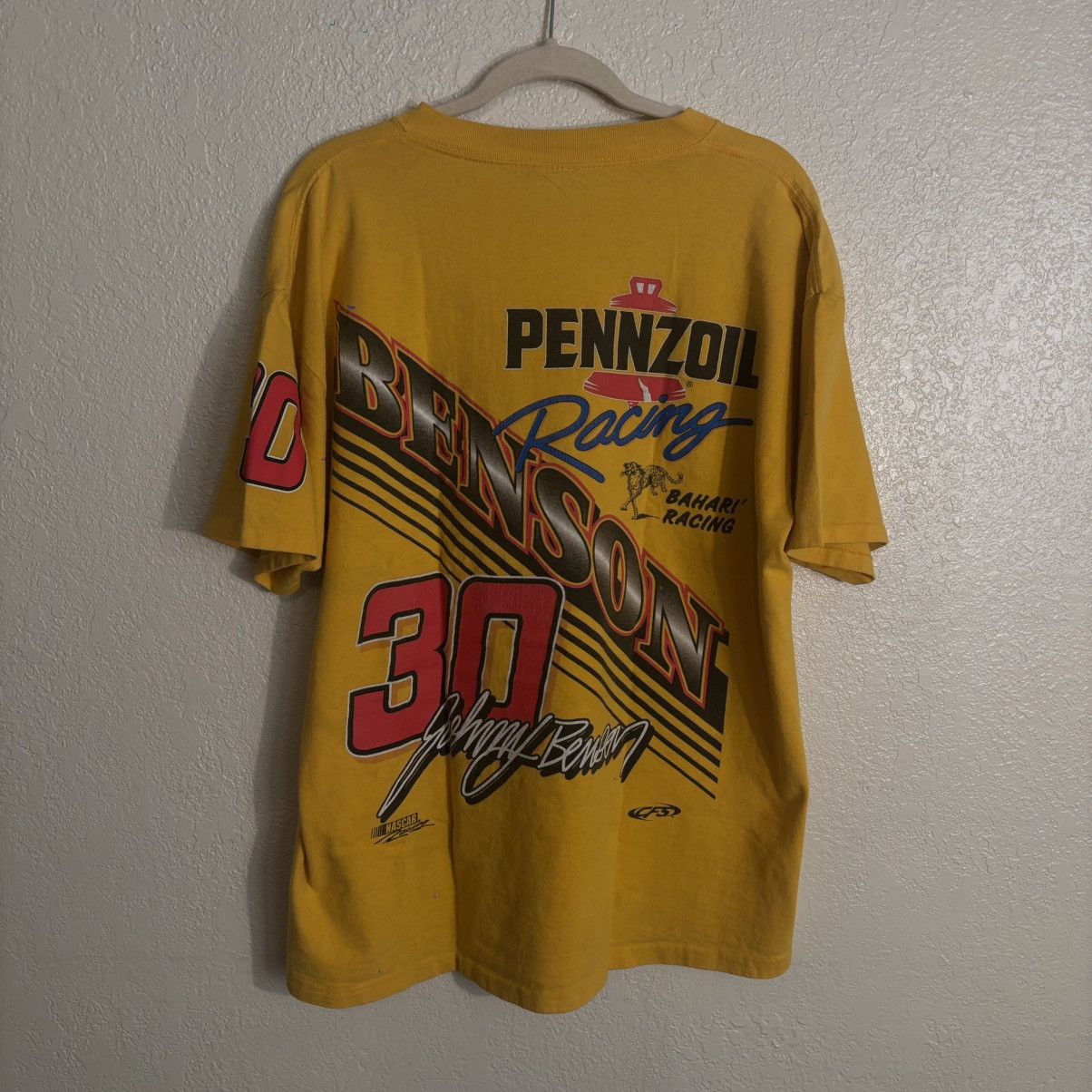NASCAR Vintage 90s NASCAR Johnny Benson #30 Pennzoil Racing Tee Size US XL / EU 56 / 4 - 2 Thumbnail