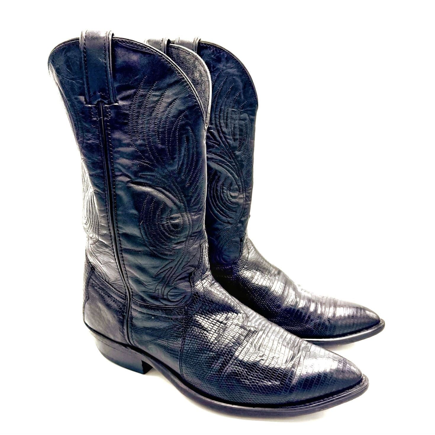 Vintage VINTAGE Black Leather Western Boots Men's 10.5 / Classic Size US 10.5 / EU 43-44 - 5 Thumbnail