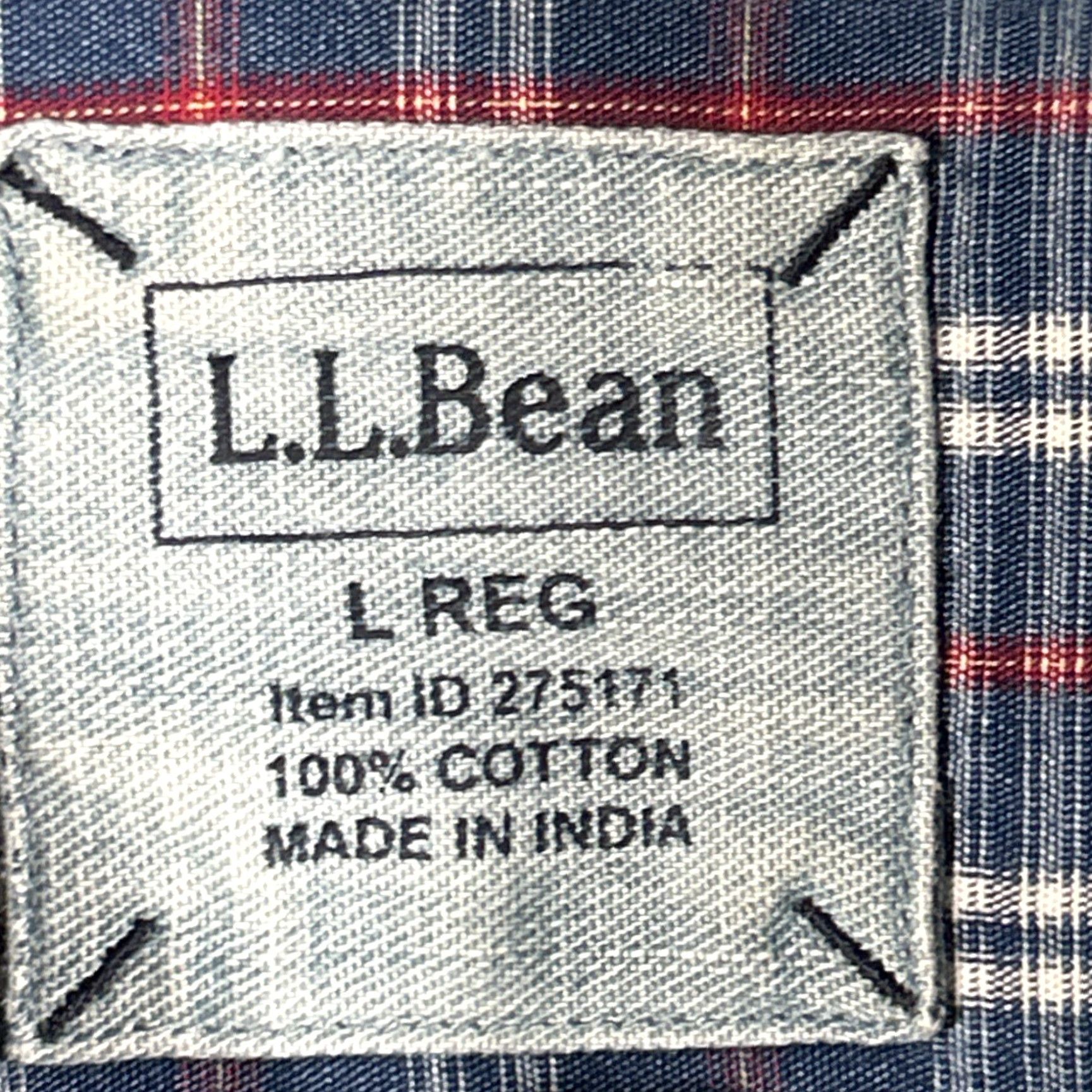 Vintage L.L. Bean Button-Up Long Sleeve Plaid Shirt Blue Large Regular Pockets Mens Size US L / EU 52-54 / 3 - 6 Thumbnail